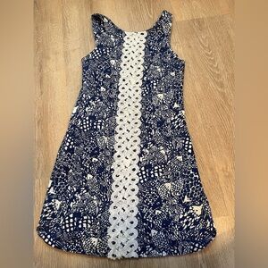 Lilly Pulitzer for Target shift dress navy print lined size 6 gold zipper